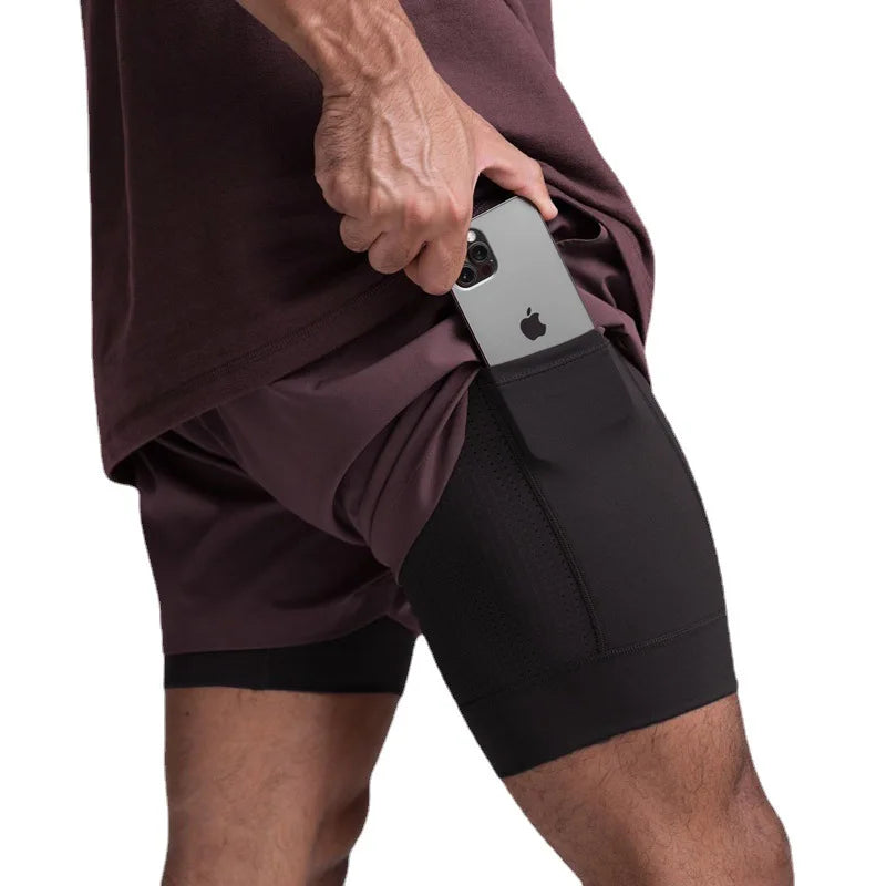 Running Shorts Men 2 In 1 Quick Dry Gym Shorts Double Deck Training Short Pants Fitness Workout Sport Jogging Summer Men Shorts