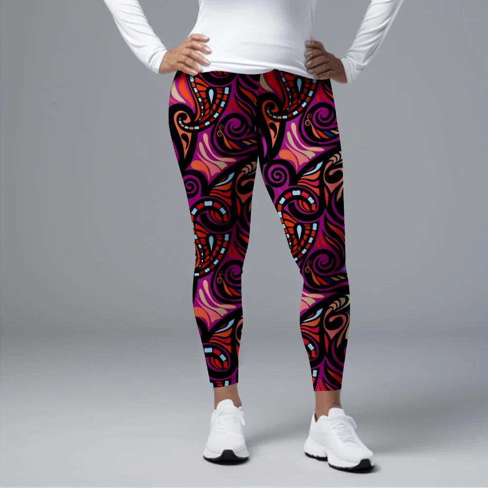 Fitness Leggings High Waist 3D Flowers Pattern Digital Print Casual Trousers Woman's Leggings