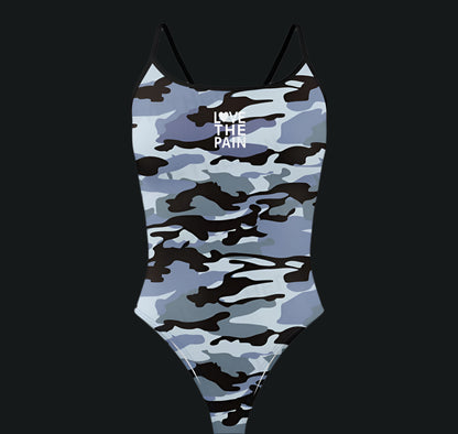 Love The Pain One Piece Swimsuit Thin Straps Versatile V-back Women's Swimwear Sports Triathlon Training Swimsuit