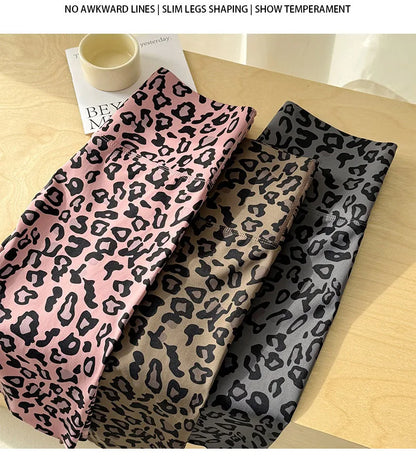 BIVIGAOS Summer Fashion Trend Leopard Print Cycling Shorts Women High Waist Tight Sport Short Leggings Fitness Biker Shorts