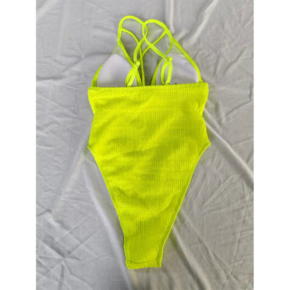 S - XXL 5 Colors V Neck Mesh Sheer Women Swimwear One Piece Swimsuit Female High Leg Cut Monokini Bather Bathing Suit Swim