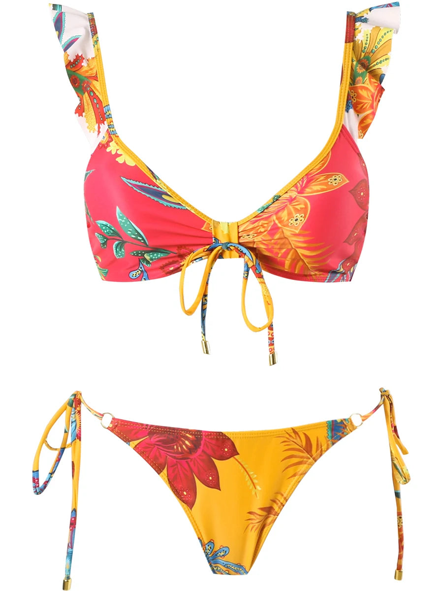 V Neck String Bikini Women Triangle Swimsuit Female Padded Swimwear Bathers Bathing Swimming Swim Suit Summer Beachwear