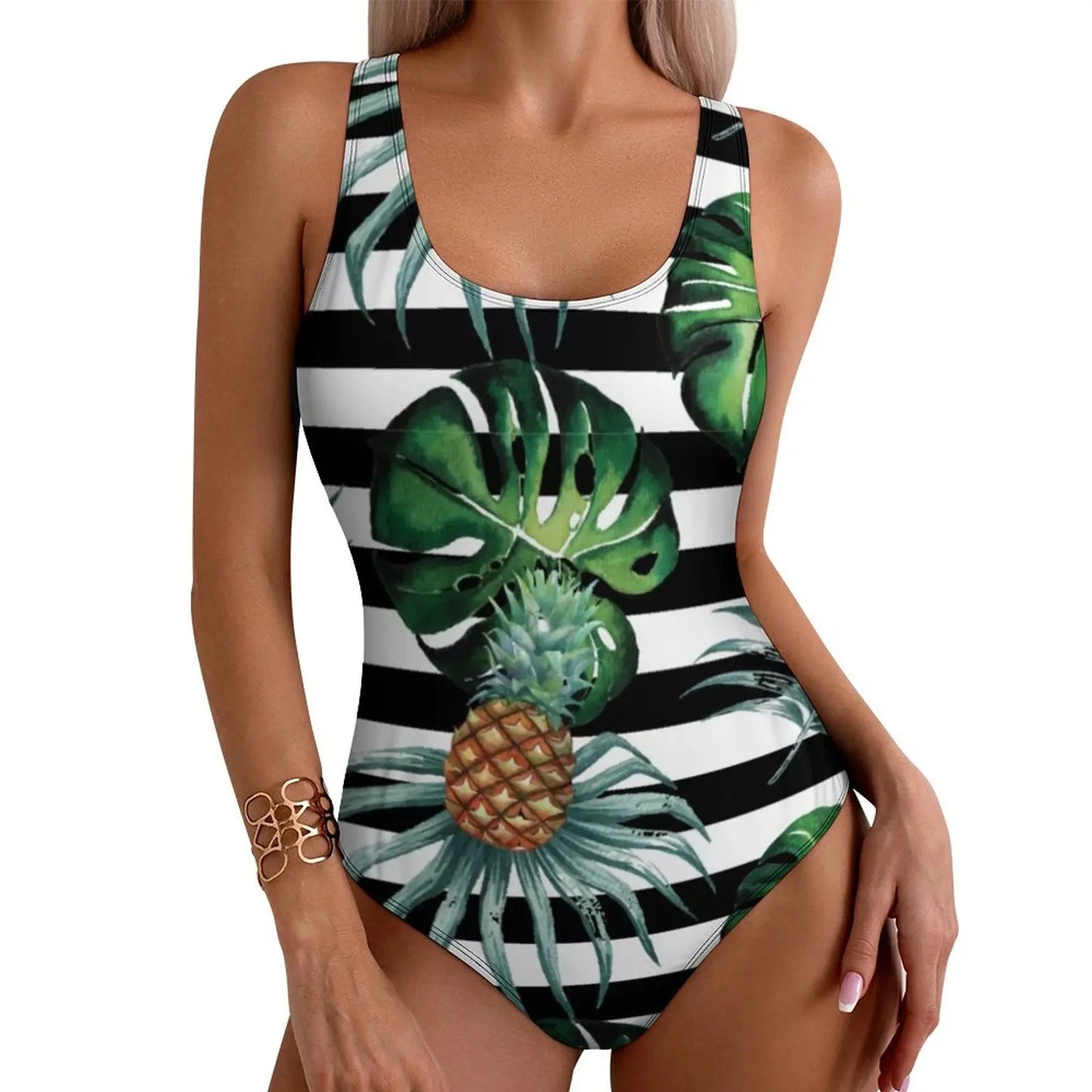 Tropical Swimsuit Flower Print Swimwear One-Piece Fitness Custom Bodysuit Hollow Out Bathing Suit Female Push Up Beachwear