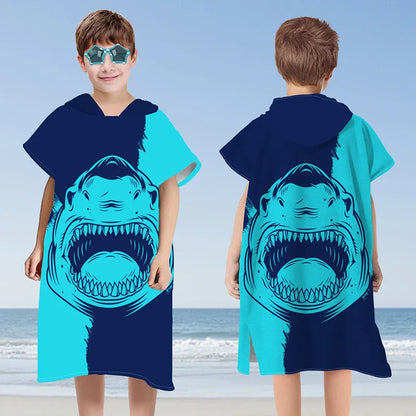 Beach Towel for Boys Girls Hooded Bath Towel Wrap Toddler Pool Towel with Hood Microfiber Absorbent Sweat-absorbent Swim Robe