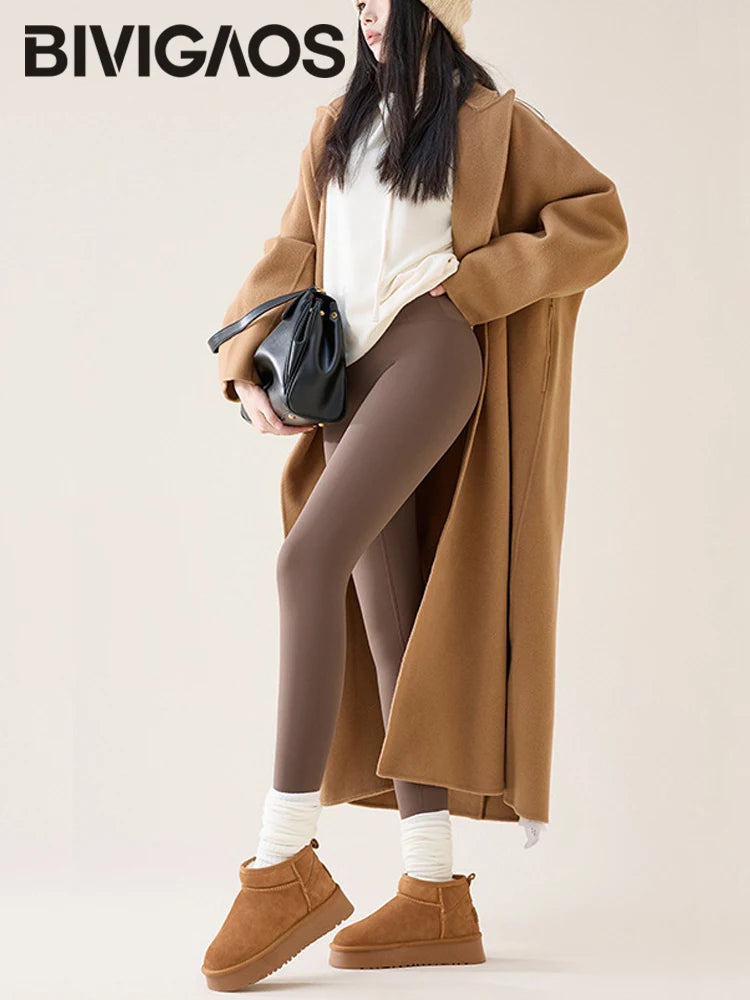 Winter High Waist Fleece Sharkskin Leggings Women Seamless Slim Tight-Fit Velvet Thickened Elastic Warm leggings