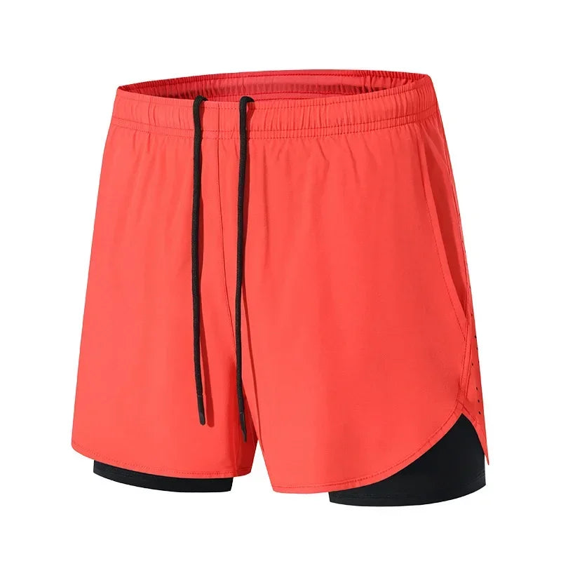 Summer 2 in 1 Jogging Clothing Gym Marathon Running Fitness Beach Shorts Men Sportswear Double-deck Training Sport Shorts Pant
