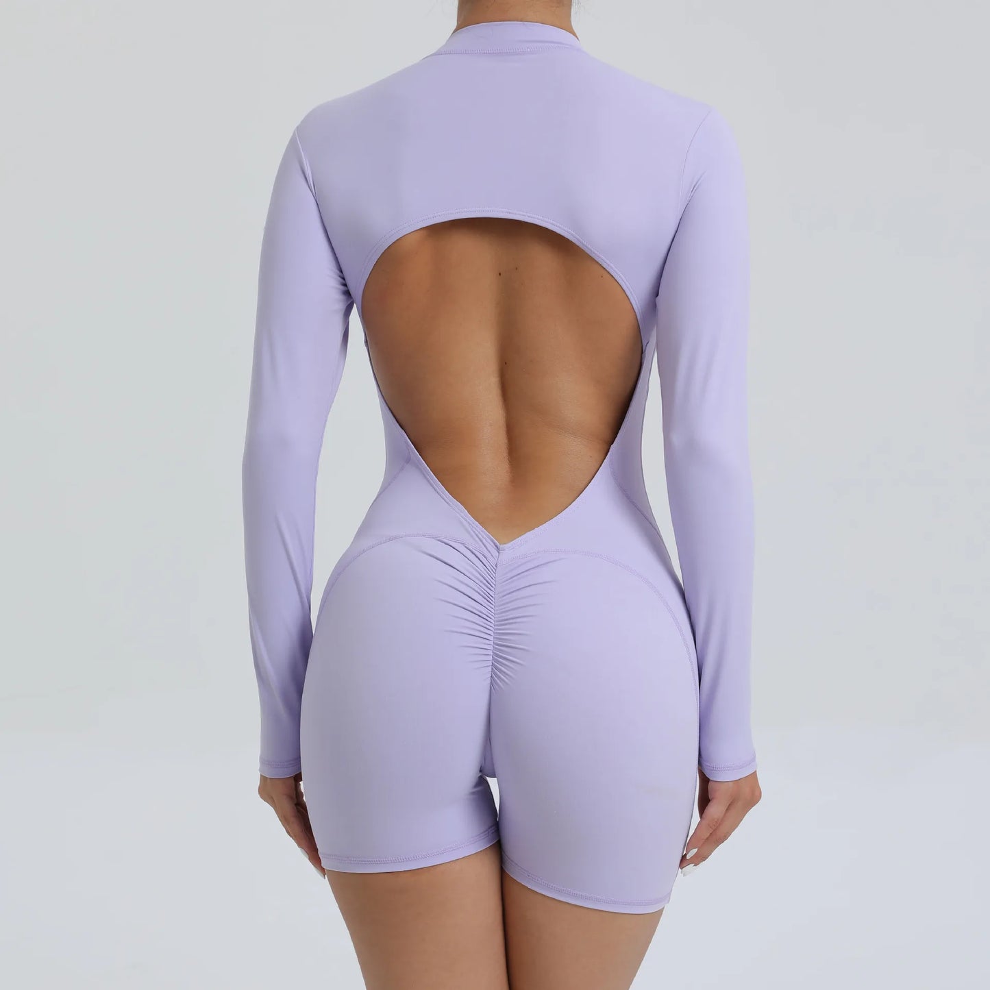 Pad Zipper Long Sleeve Yoga Set Women One Piece Jumpsuit Gym Workout Shorts Fitness Bodysuit Sports Athletic Suit XP358