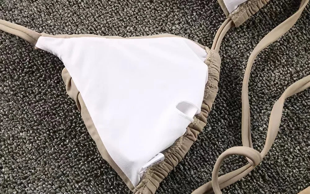 Micro Bikinis Women Halter Brazilian Bikini Set Female Pleated Swimsuit Triangle Swimwear Beach Wear Bathing Suit