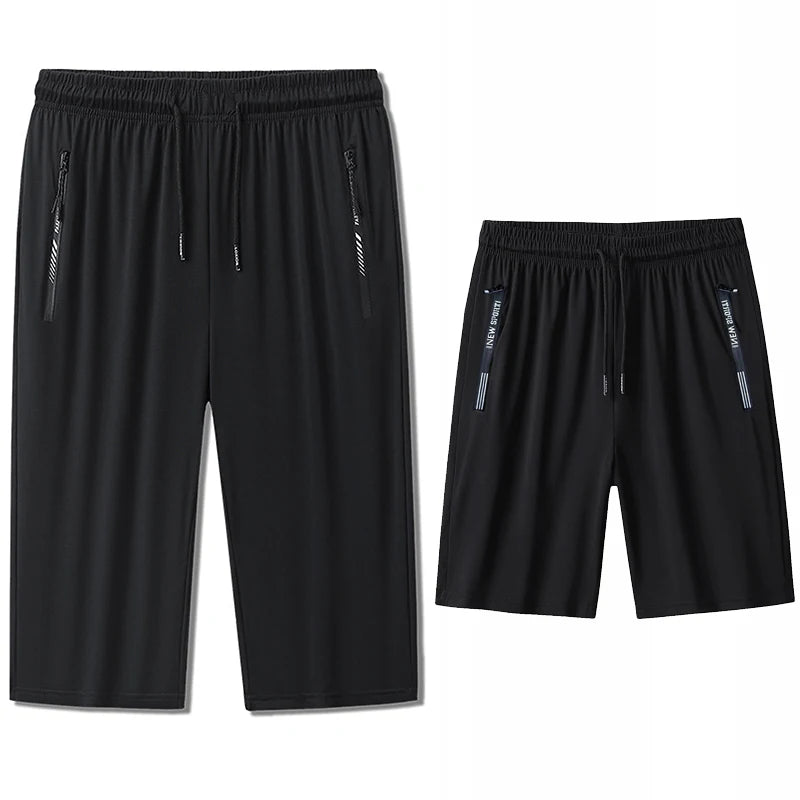 Men Casual Shorts Sweatpants Plus Size 3/4 Pants Quater Pants 110-175kg 1XL-7XL Loose Elastic Sport Pants Big Size Men Clothing