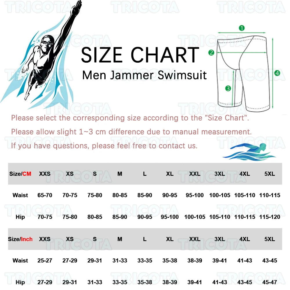 Summer Men Jammer Swimming Trunks Endurance Athletic Training Swim Shorts Outdoor Beach Quick Dry Tight  Jammers Surfing Trunks