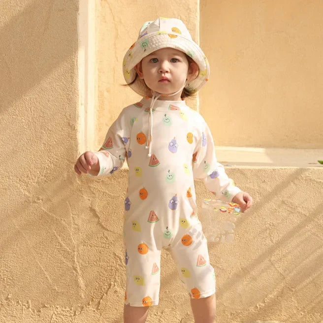 UV Baby Boy Swimsuit One Piece Swimming Jumpsuit Ruffles Bathing Suit SPF 50 Long Sleeve Kids Swimwear for Girls 1 2 3 4 5 6 Yrs