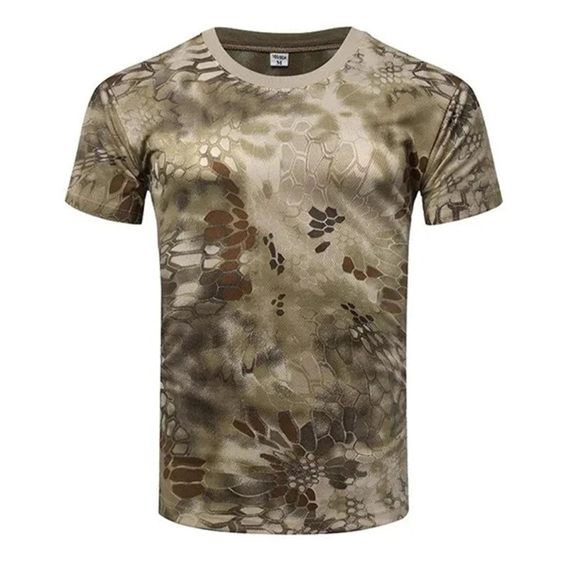 Military Camouflage Short Sleeves Men's Summer Quick Drying Sports T-shirt Outdoor Physical Training Tops Tactical T Shirts Tees