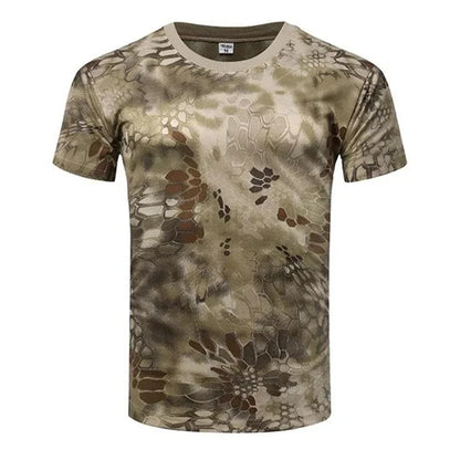 Military Camouflage Short Sleeves Men's Summer Quick Drying Sports T-shirt Outdoor Physical Training Tops Tactical T Shirts Tees