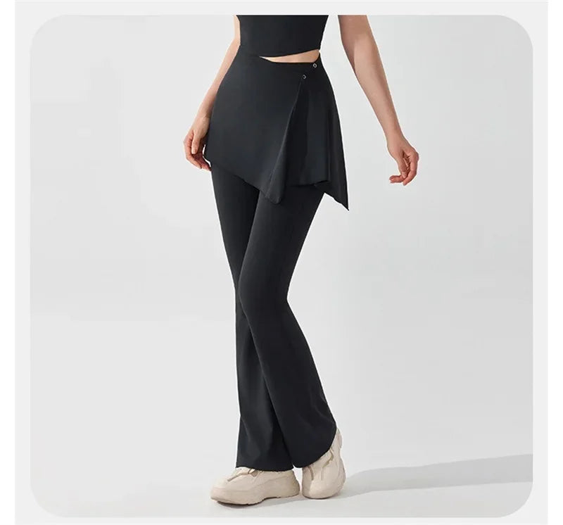 Aiithuug  Yoga Pants Cream-feel Bell Bottom 5A Antibacterial Sports Leggings Soft Stretchy Yoga Pant Flared Gym Pants Bell-bottom
