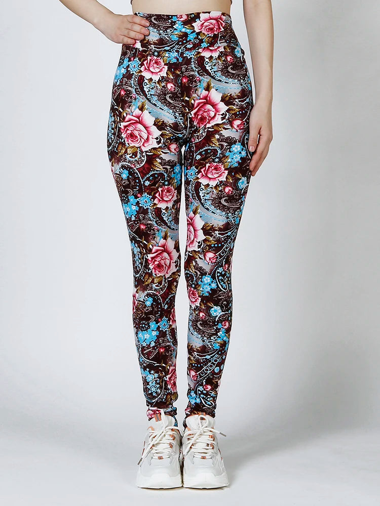 Women's  High Waist Leggings Sportwear Workout Women Jeggings Elastic Pants Leopard Summer Printed Stripe Fitness Leggins