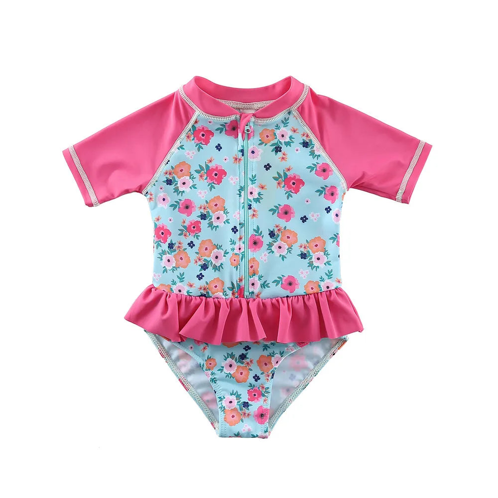Wishere Swimsuit One-piece Baby Swimwear Girl's Bikini Swimming Rashguard UPF50+ Beachwear Sunsuit Kids Bathing Surfing Suit