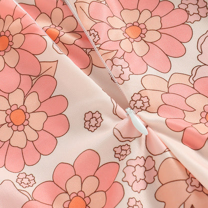 0-4Y Toddler Baby Girl Swimsuit Romper 4 Colors Flower Print Long Sleeve Ruffle Bikini Bathing Suit