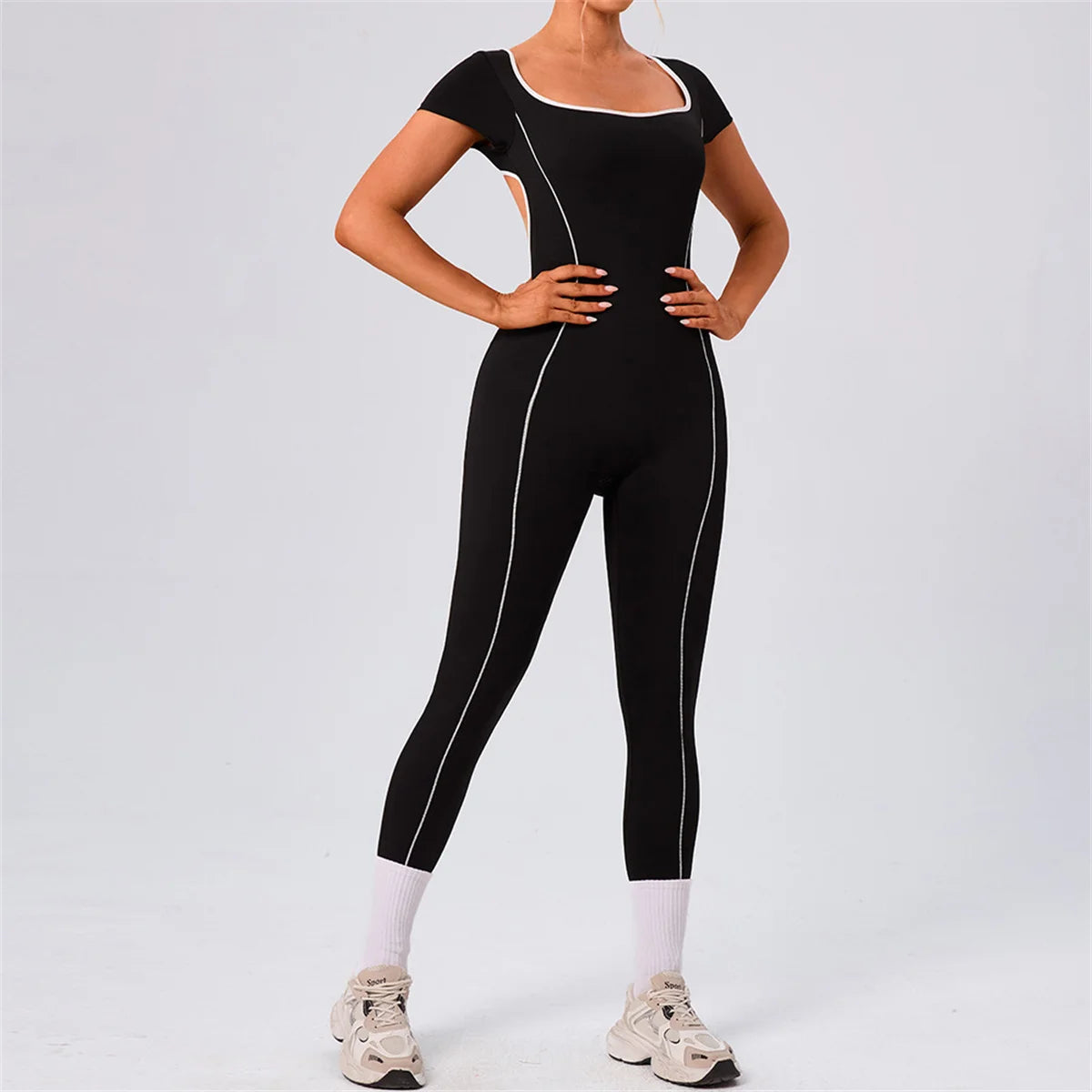 Pad One Piece Jumpsuit Yoga Set Fitness Sportswear Workout Legging Sports Bodysuit Gym Women Active Wear Clothes