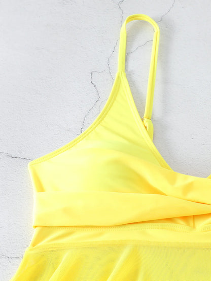 VigoCasey Solid Strapped Swimwear Women Mesh Patchwork Tankini Set Backless Push Up Swimsuit Summer Beach Bathing Suit