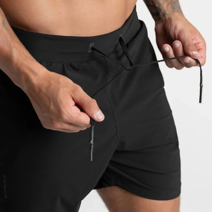 Men Quick Dry Exercise Tranning Shorts Running Fitness Basketball Sports Gym Crossfit Sweatpants with Zipper Back Phone Pouch
