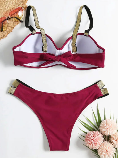 Underwired Push Up Bikini Women Swimsuit Female Swimwear Two-pieces Bikini set With Bra Cup Bather Bathing Suit Swim Beachwear