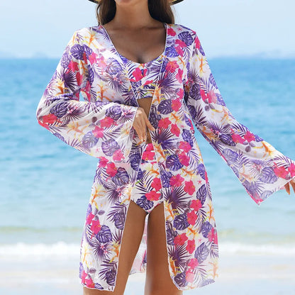 Color Print Bikinis Swimsuit Women Swimwear Push Up Female Beach Swim Wear Three-Piece Bathing Suits Bikini Set Pool Bather
