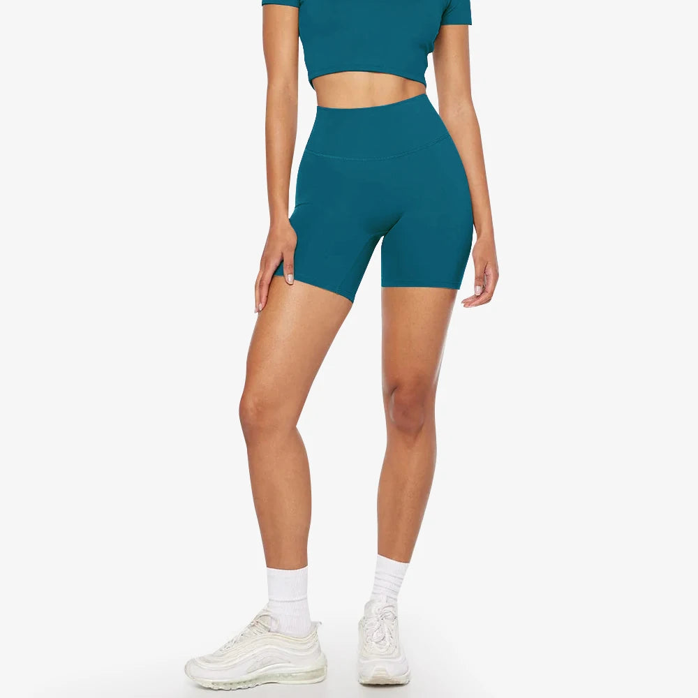 6" Hi Cloud Sculpt Peach Hidden Butt Scrunch Workout Gym Shorts Plain High Waist Yoga Fitness Shorts