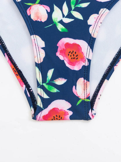 Floral Print Female Swimwear One Piece Swimsuit Women Monokini High Cut Vintage Bathing Suit Swim Beachwear Bodysuit Bather