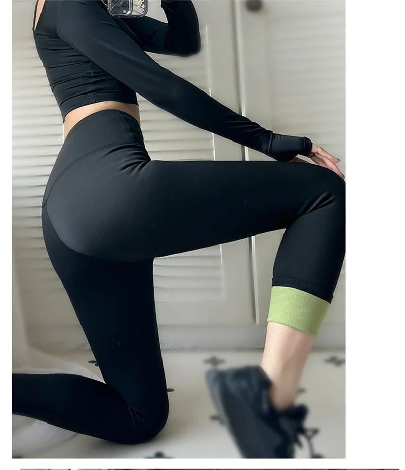 Aiithuug Winter Gym Legging Fitness Fleece Warm Yoga Leggings Workout Running Legging Jogging Pants Brushed Velvet Sports Tights