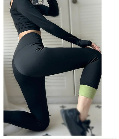 Aiithuug Winter Gym Legging Fitness Fleece Warm Yoga Leggings Workout Running Legging Jogging Pants Brushed Velvet Sports Tights