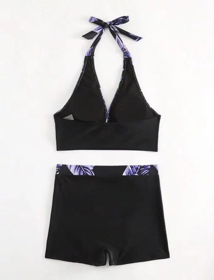 Push Up Bikinis Set Swimwear Women Leaf Print Swimsuit Summer Beach Wear Tankini Bathing Suit