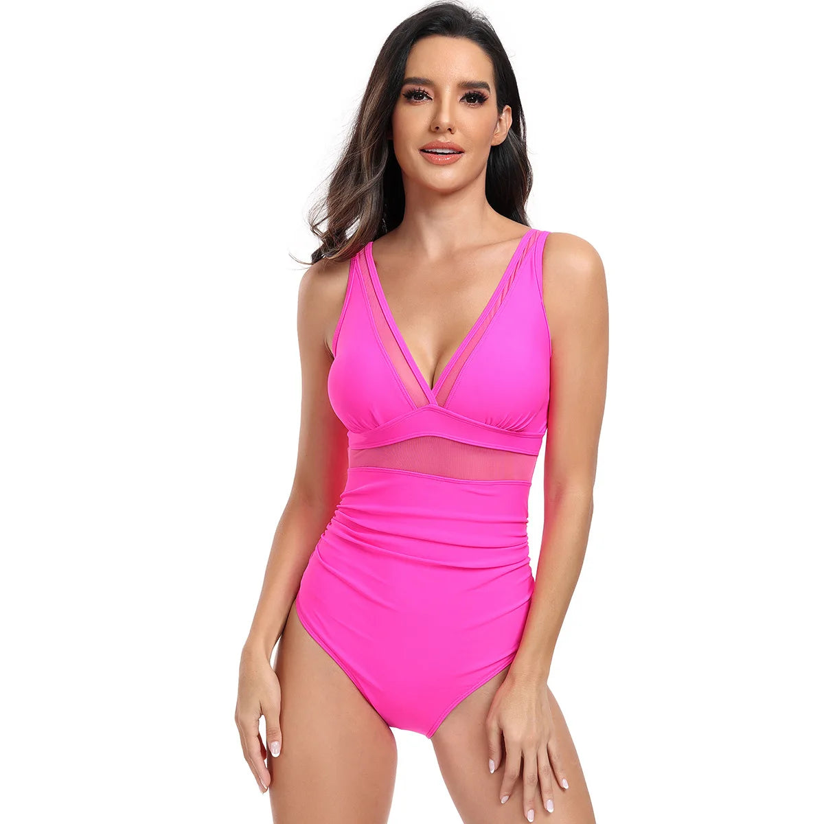 Women Fashion Flower Printed One-piece Swimsuit Plus Size Deep V Swimwear Bathers
