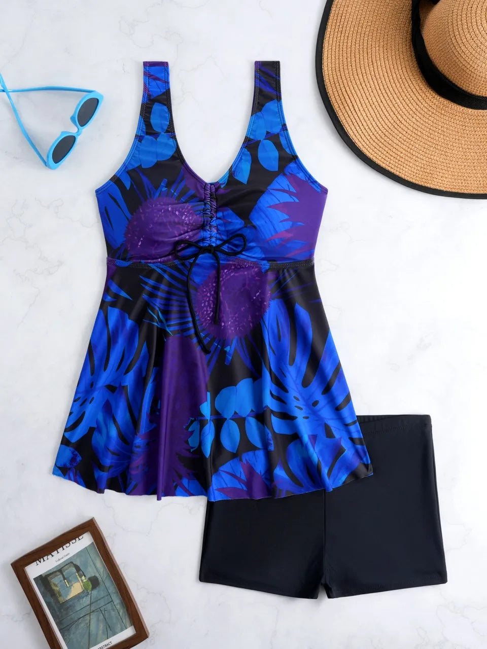 Tankini Set Two Pieces Printed Swimsuit Women Beach Dress Swimwear Female Bathers Bathing Swimming Suit Padded Beachwear