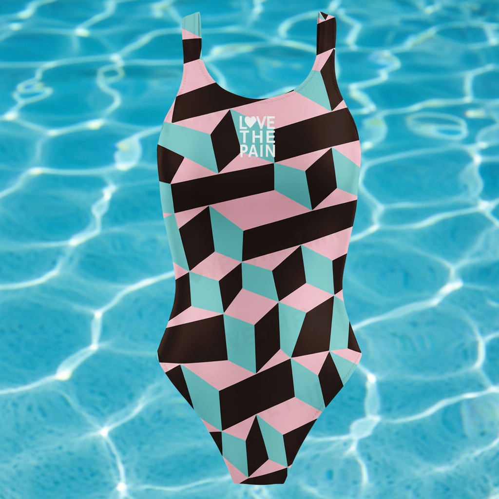 Love The Pain One Piece Swimsuit Women Wide -shoulder Strap Swimwear Bathing Outdoor Sports Training Suit Bodysuit