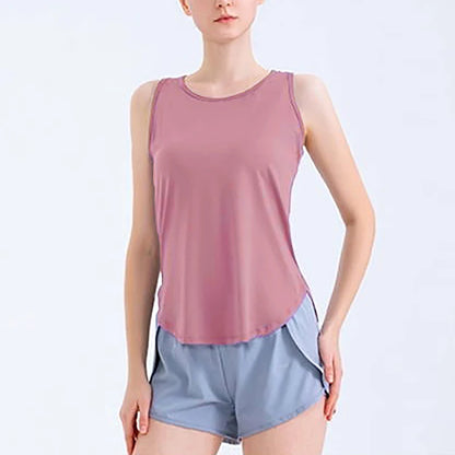 Yoga Clothing Women Sports Tops Hoodie Loose Sleeveless Running Training Quick Dry T-Shirt Outside Fitness Tank Tops