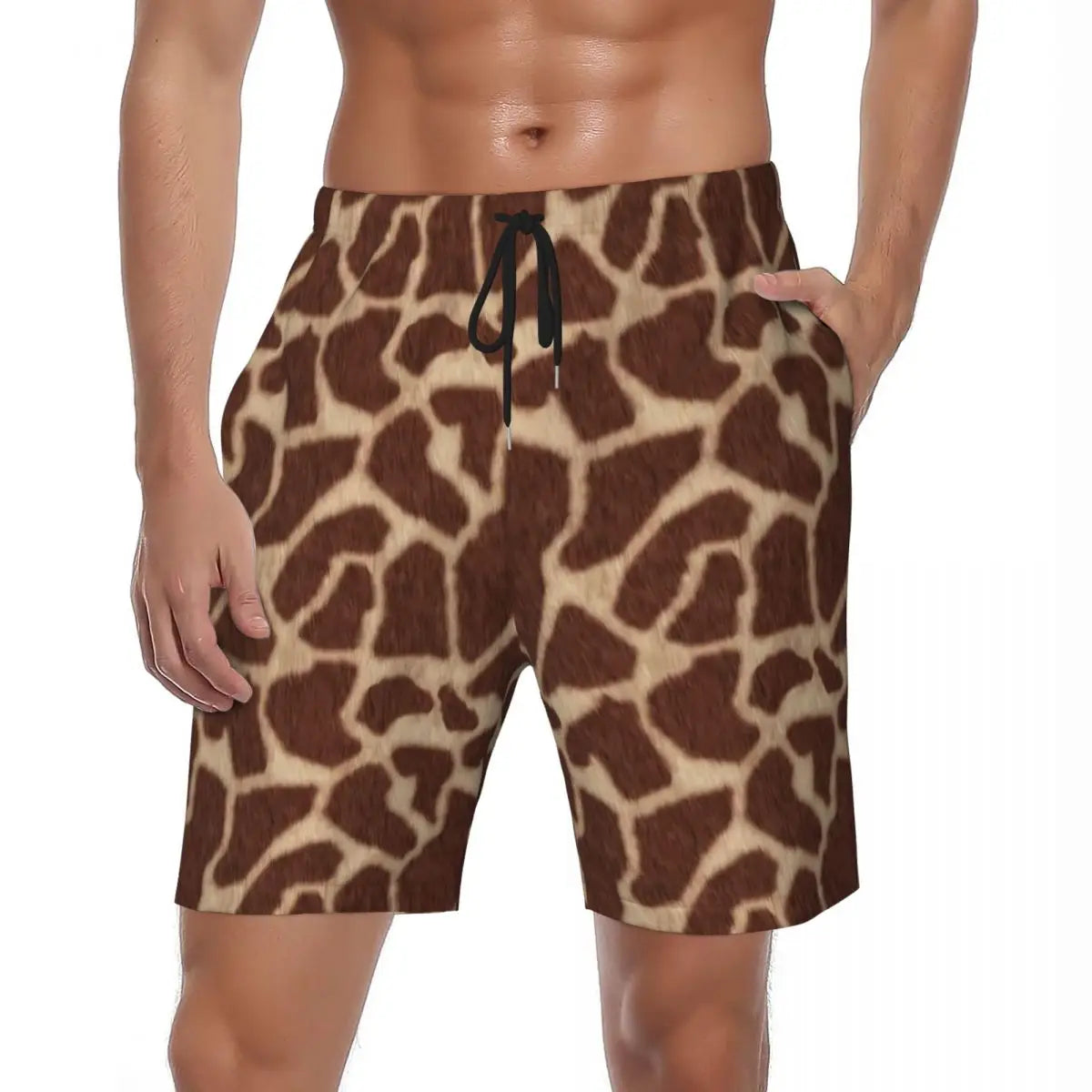 Rainbow Giraffe Board Shorts Summer Animal Print Board Short Pants Men Printed Running Surf Breathable Swim Trunks