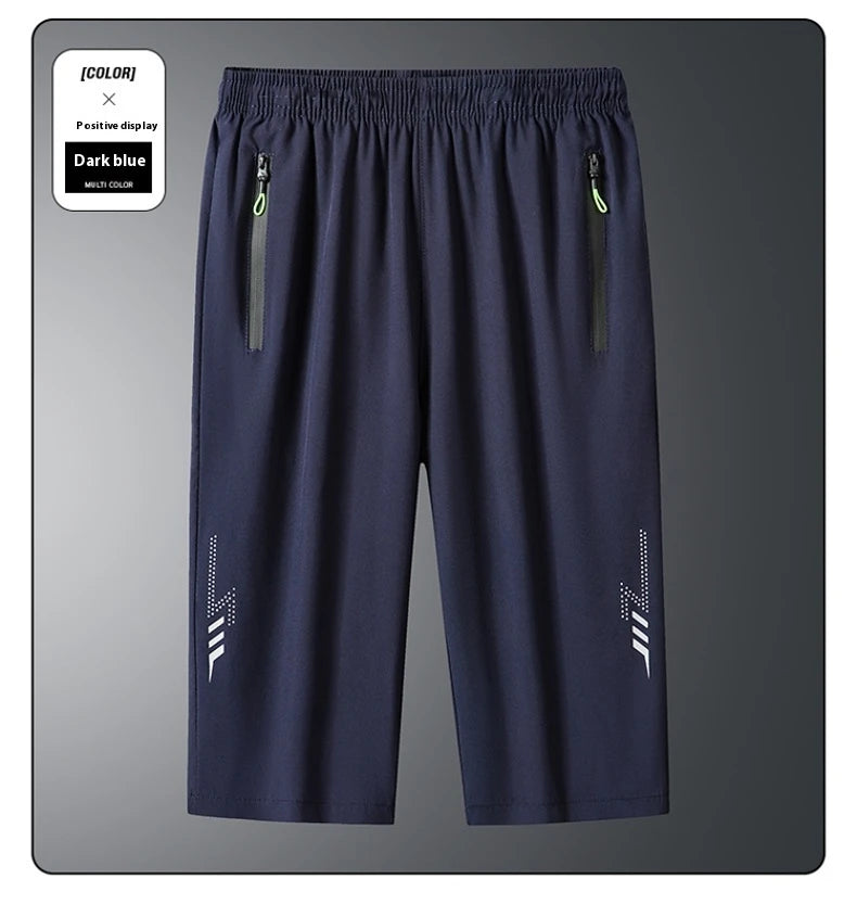 【 M-8XL 】 Men's sports ice silk shorts summer fashion plus size pants quick drying simple breathable cool running shorts