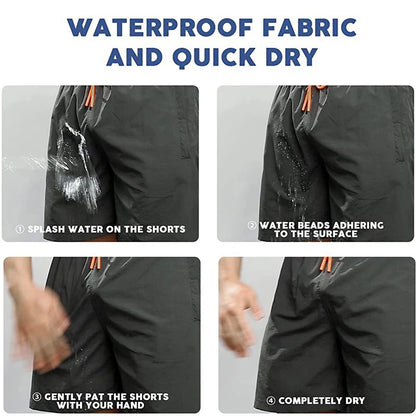 (S-3XL)Mens Quick-Dry Waterproof Surf Trunks - 5" Breathable Swim Shorts with Zipper Pockets Lightweight Nylon Beach Shorts
