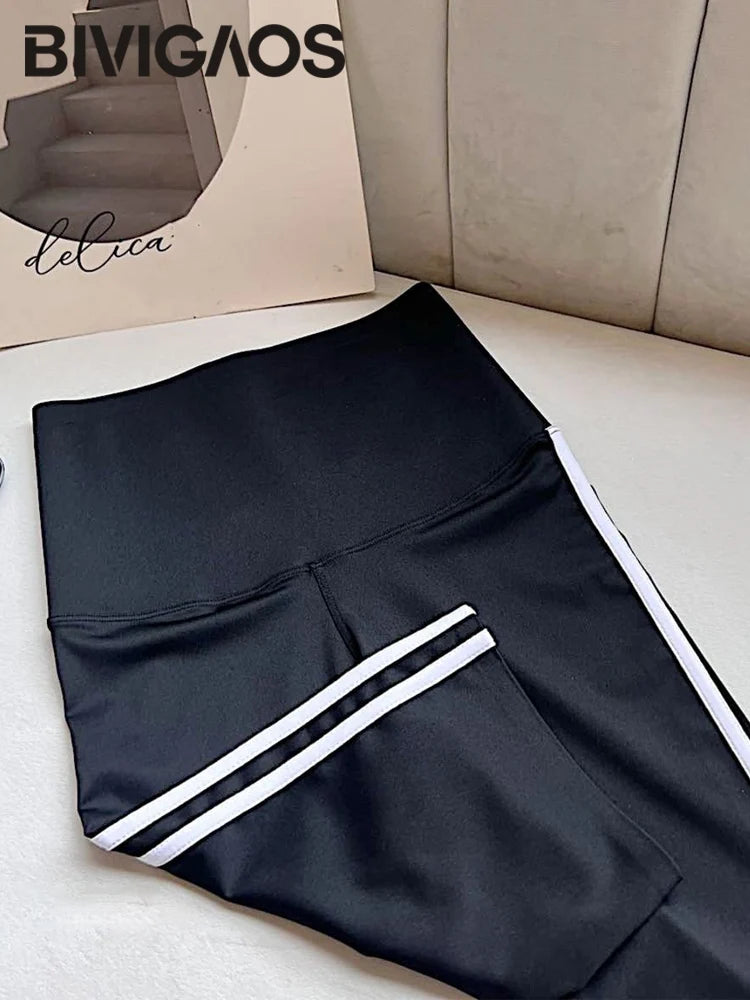 Women Shark Running Short Leggings Summer Side Stripe Sports Biker Shorts High Waist Skinny Seamless Bicycle Shorts