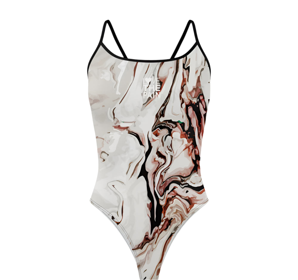 Black & White Design Love The Pain Women Swimsuit One-piece Swimwear Functional Training Swimsuit
