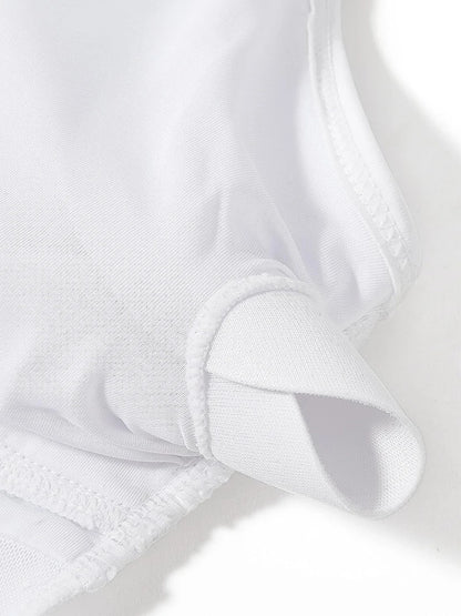 Mesh Panel Swimsuit One Piece High Cut Swimwear Women Solid Bathers Bathing Suit Female Backless Swimming Beachwear