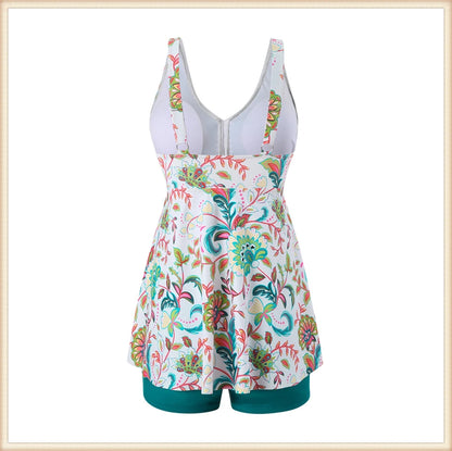 Two Piece Swimsuit Women V-Neck Print Tankini Set Female High Waist Swimwear Beachwear Bathers Bathing Swimming Suit Summer