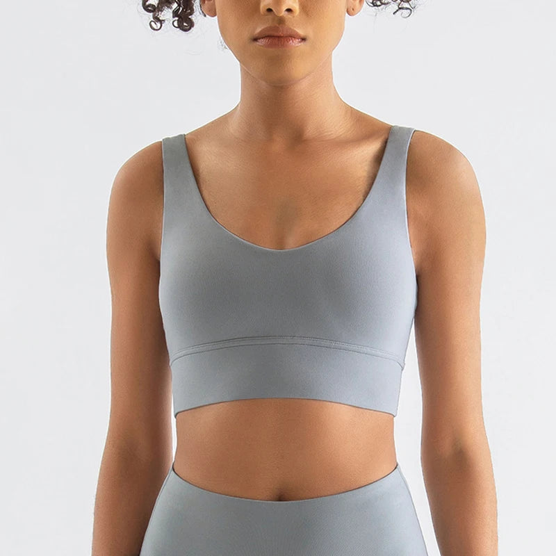 Nylon Bra Top Women Gym Tight Sports Bra Fitness Yoga Women's Underwear Chest Pad Removable Anti-shake Bra 15 Colors