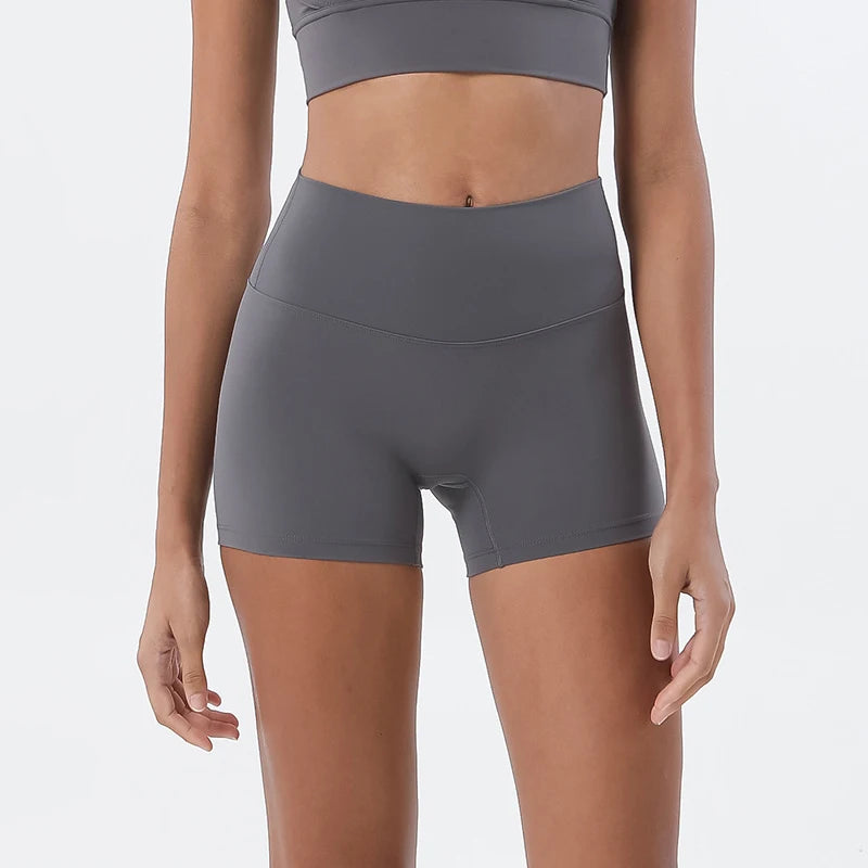 SOISOU Nylon Shorts Gym Yoga Sports Women's Cycling Shorts High Waist Elastic Tight Breathable No Awkward Lines Woman Clothing