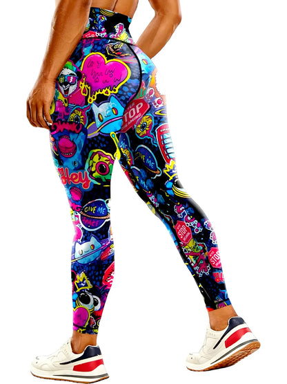 Women's 50-color high-waist printed yoga pants, hip-lifting tight quick-drying sports yoga pants