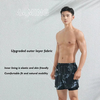 (L-5XL)Swimming Trunks Men Hot Springs Sport Shorts Quick Dry Anti Embarrassment Beach Short Pants Loose Swimsuit