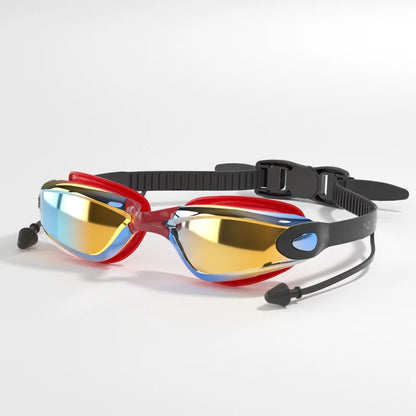 Professional Adult Anti-fog Swimming Goggles with Earplugs Men Women Swim Leak Proof Adjustable UV Protection Eyewear