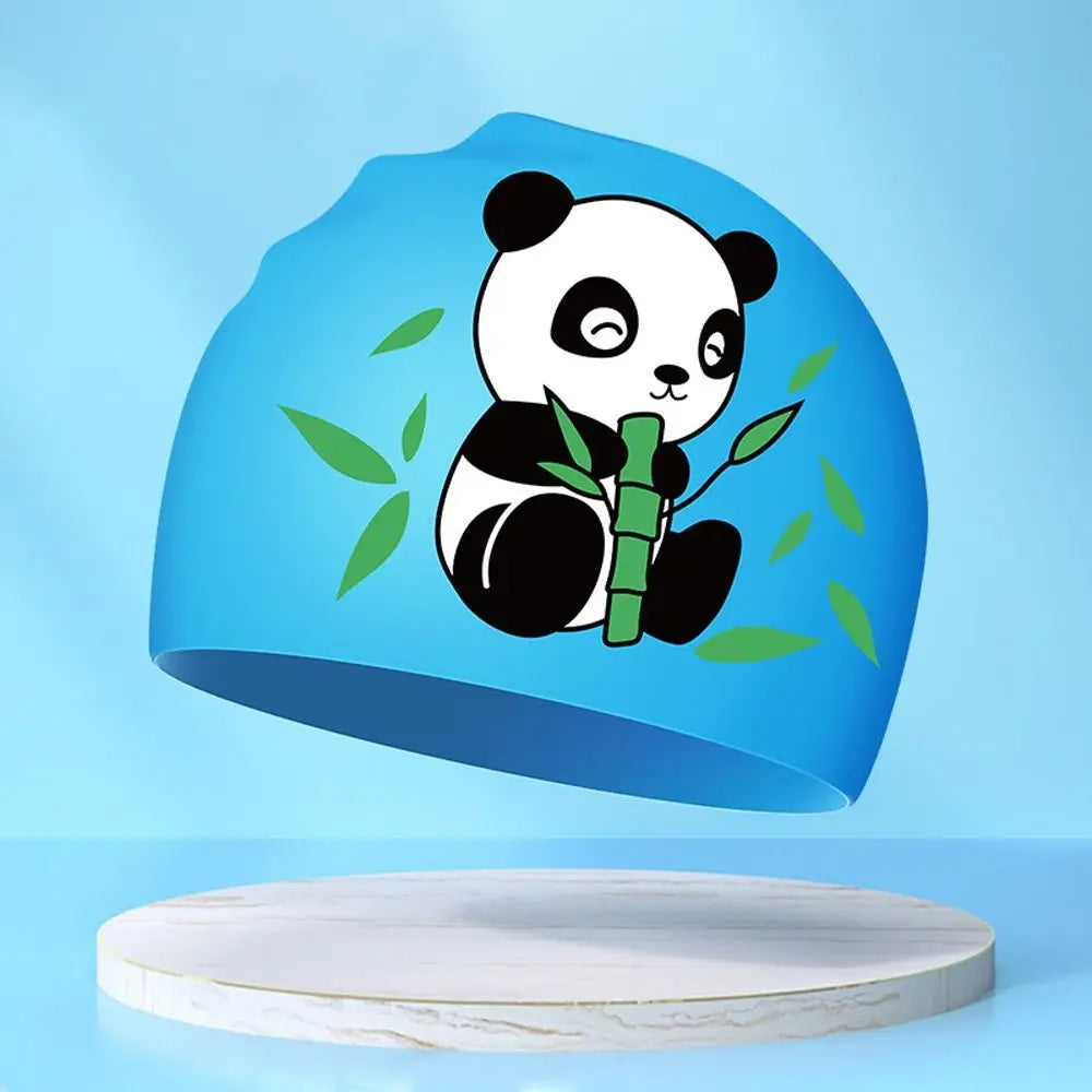 Lightweight Waterproof Children Swimming Cap Silicone Cartoon Kid Swimming Hat Protect Ears Animal Bathing Hats Cap Swimming Pool