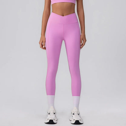 Women Yoga Leggings Hips Lifting Gym Leggings V Waist Sport Pants High Waist Fitness Leggings Workout Running Pants Tight