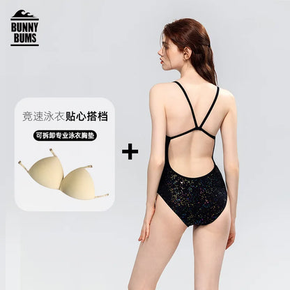 One Piece Swimsuit Women racing professional training Swimwear Swimsuit for Women Shiny Bathers